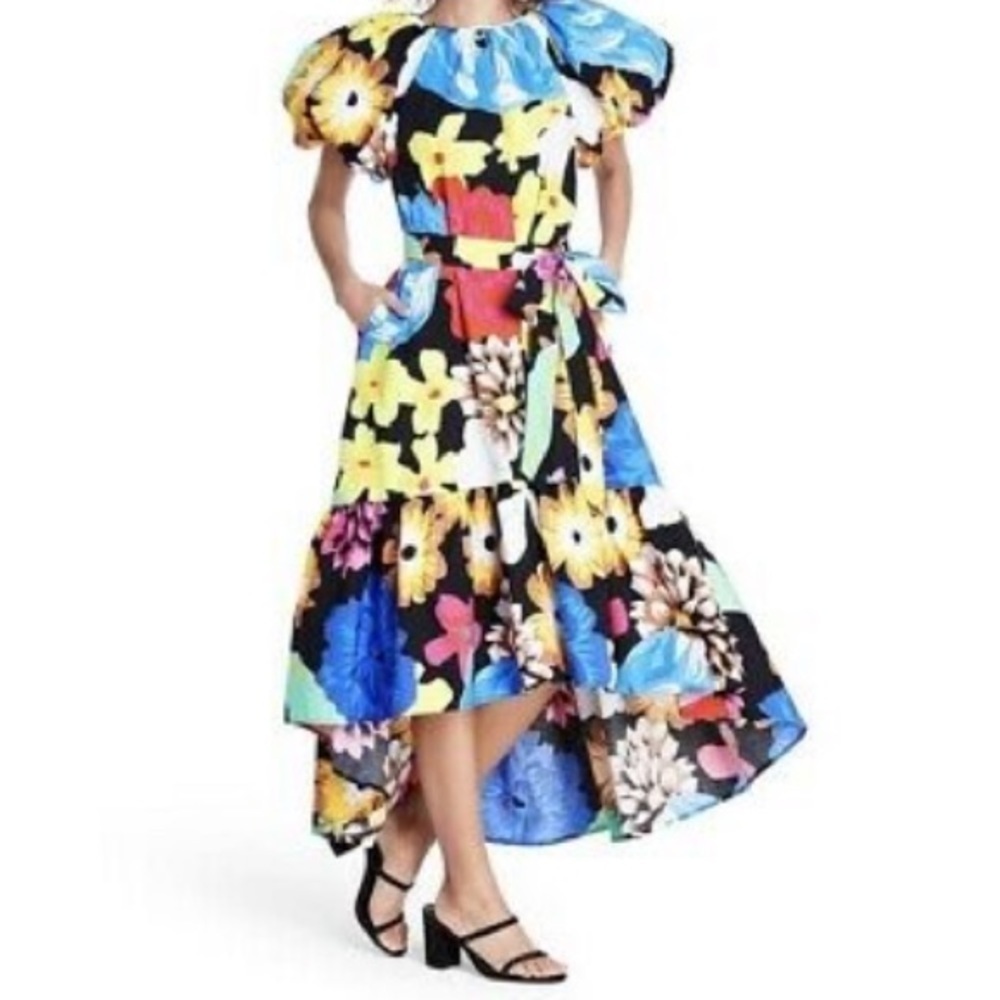 Christopher John Rogers Multicolor Floral Puff Dre - Picture 10 of 10